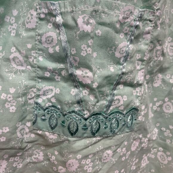 Vintage Style Green Floral & Eyelet Sundress sz L - Picture 3 of 6